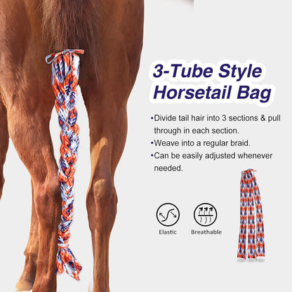 Harrison Howard 3 Tube Stretchy Fabrics Adjustable Closure Lightweight Horse Tail Bag for Horses