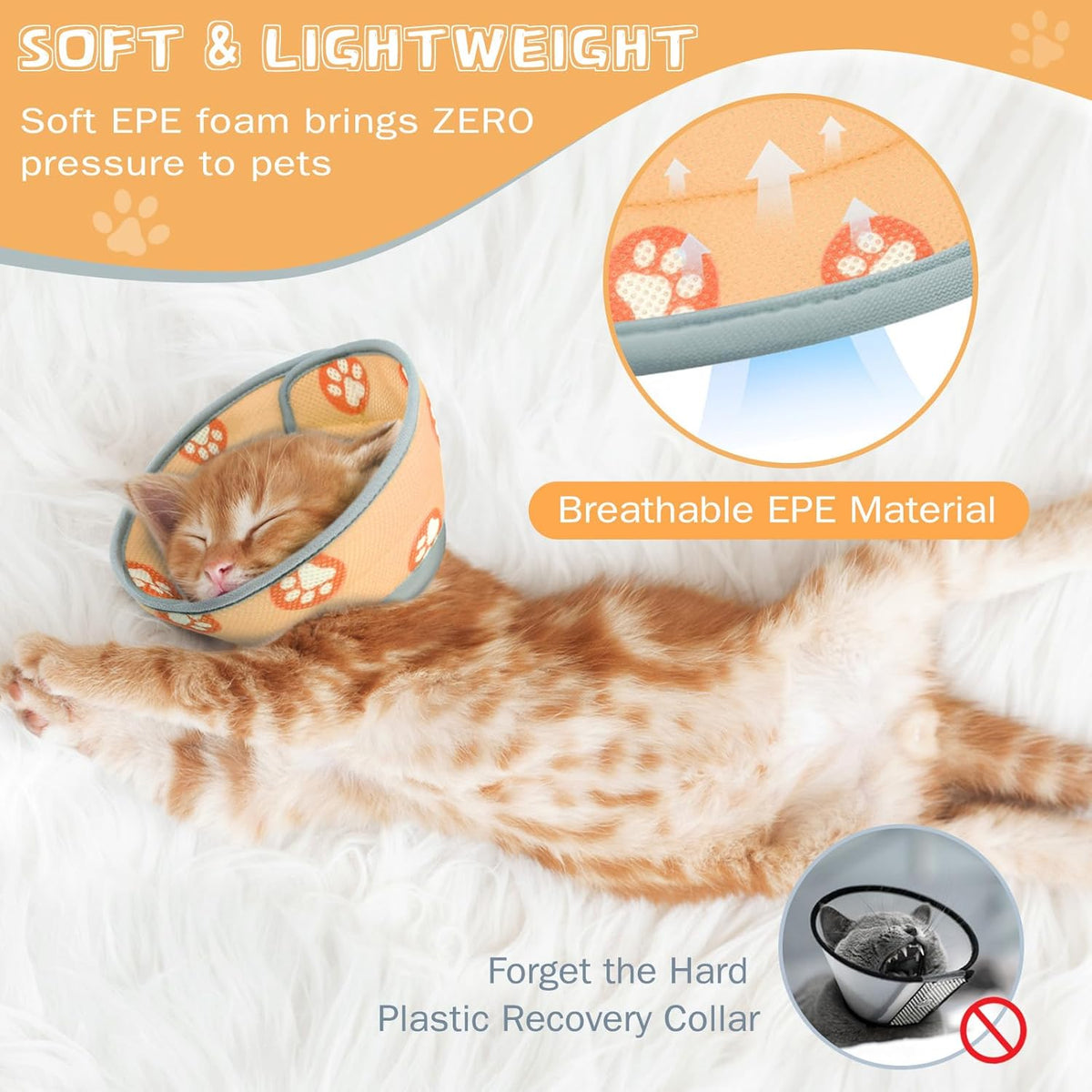 Cat Cone Collar Soft to Stop Licking After Surgery Cat Recovery Collar for Small Large Cats