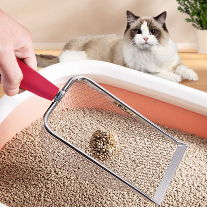Cat Litter Scoop,Sturdy Litter Cleaner Corner Shovel,Stainless Steel Mesh Litter Shovel,Easy to