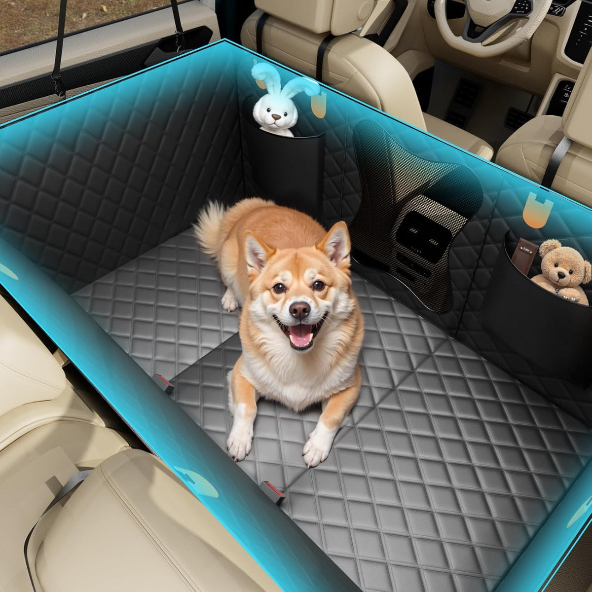 Waterproof Dog Car Seat Cover for Back Seat – Heavy Duty Back Seat Extender for Dogs with Hard