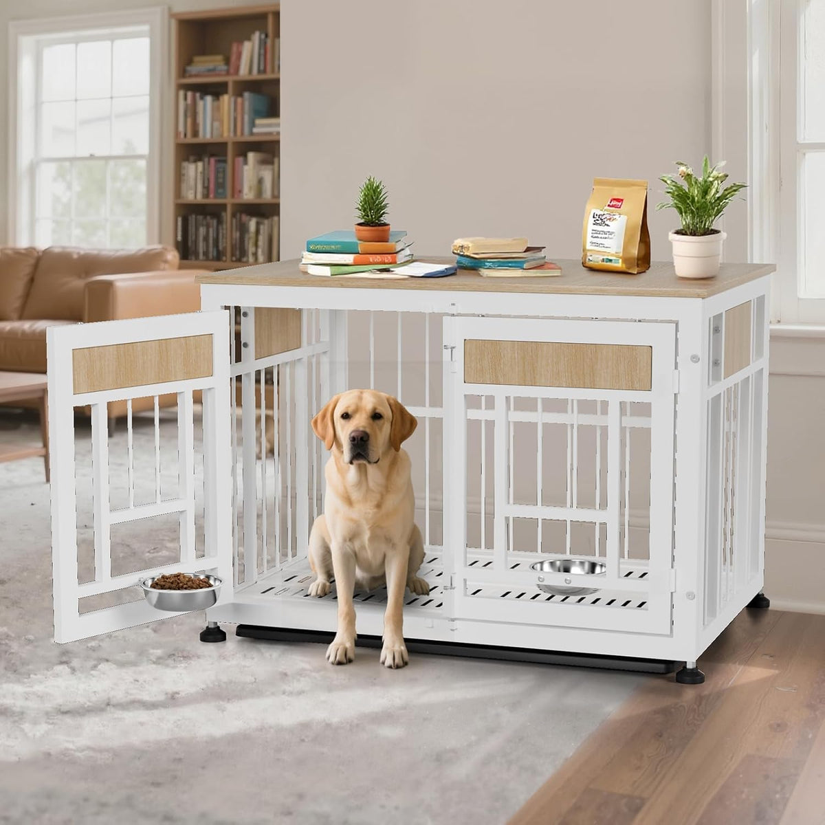 Heavy Duty Dog Crate Furniture for Large Dogs, Decorative Pet House End Table, 42.9 Inch Large