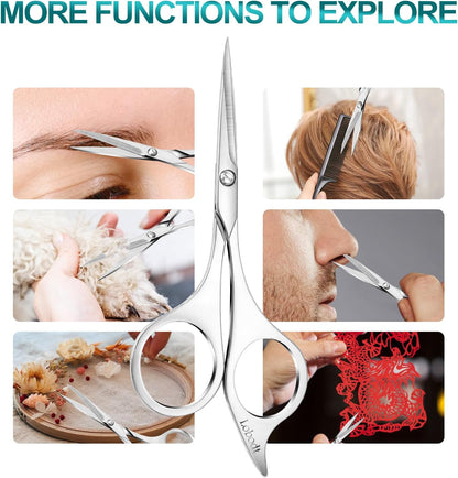 Professional beard scissors, 4.9-inch (silver) small pointed stainless steel hairdressing scissors