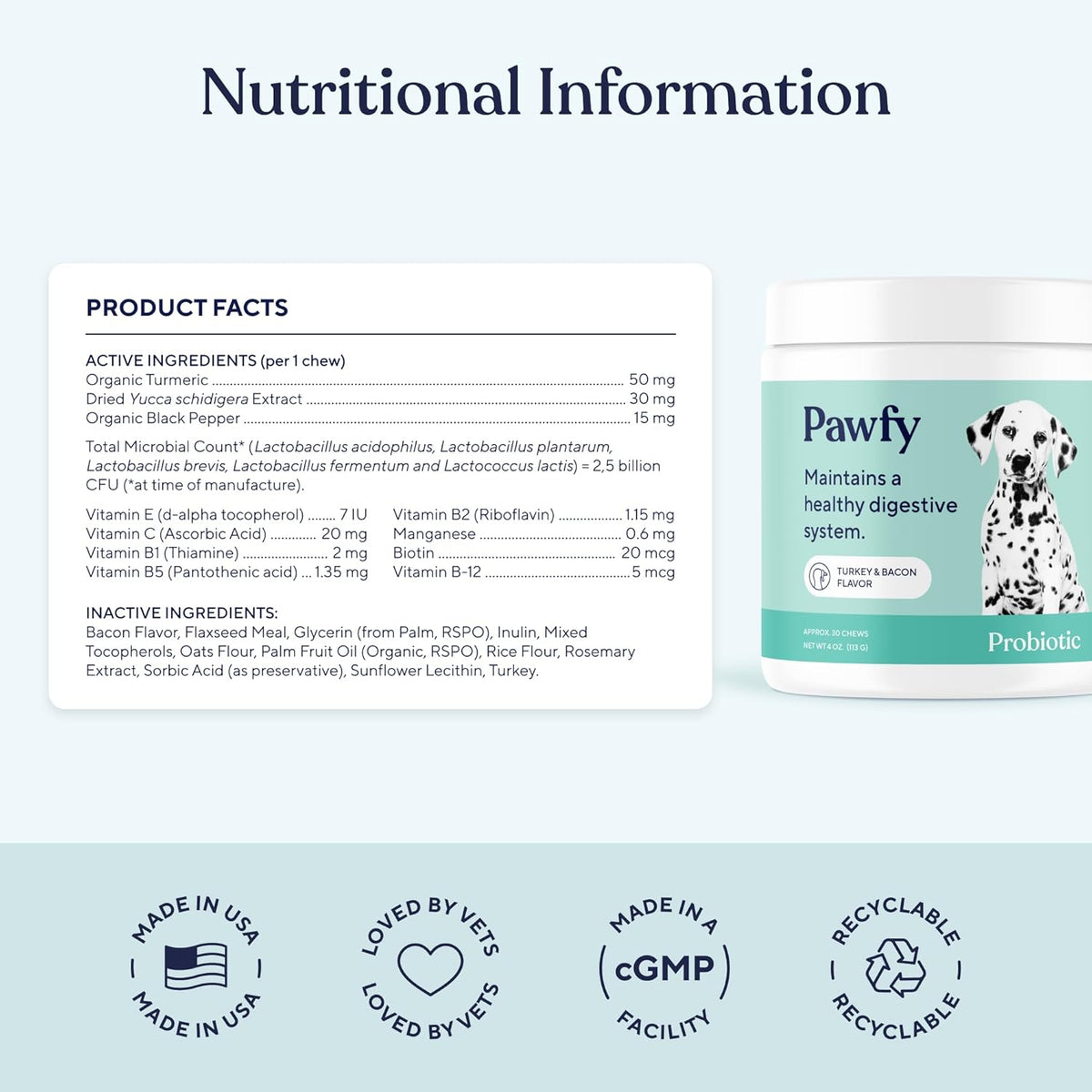 Pawfy Probiotics for Dogs | Supports Digestive Health, Diarrhea for Small and Large Dogs | Improves