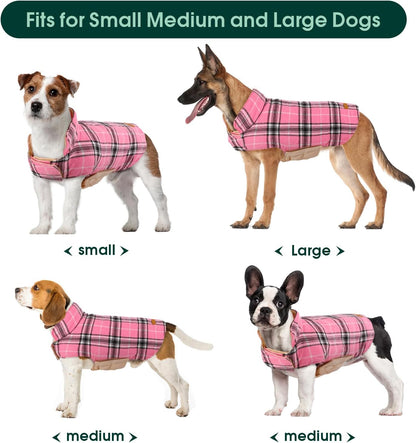 Kuoser Waterproof Dog Coat, Reversible Dog Jacket for Large Dogs, Adjustable Durable Doggie Winter