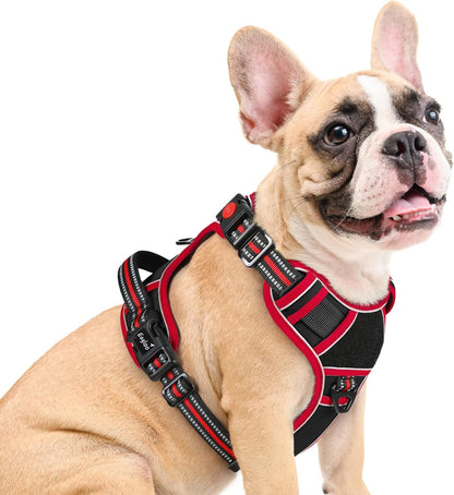 Eagloo Dog Harness Medium Sized, Easy Wearing with 3 Buckles, Adjustable No Pull Pet Harness with 2