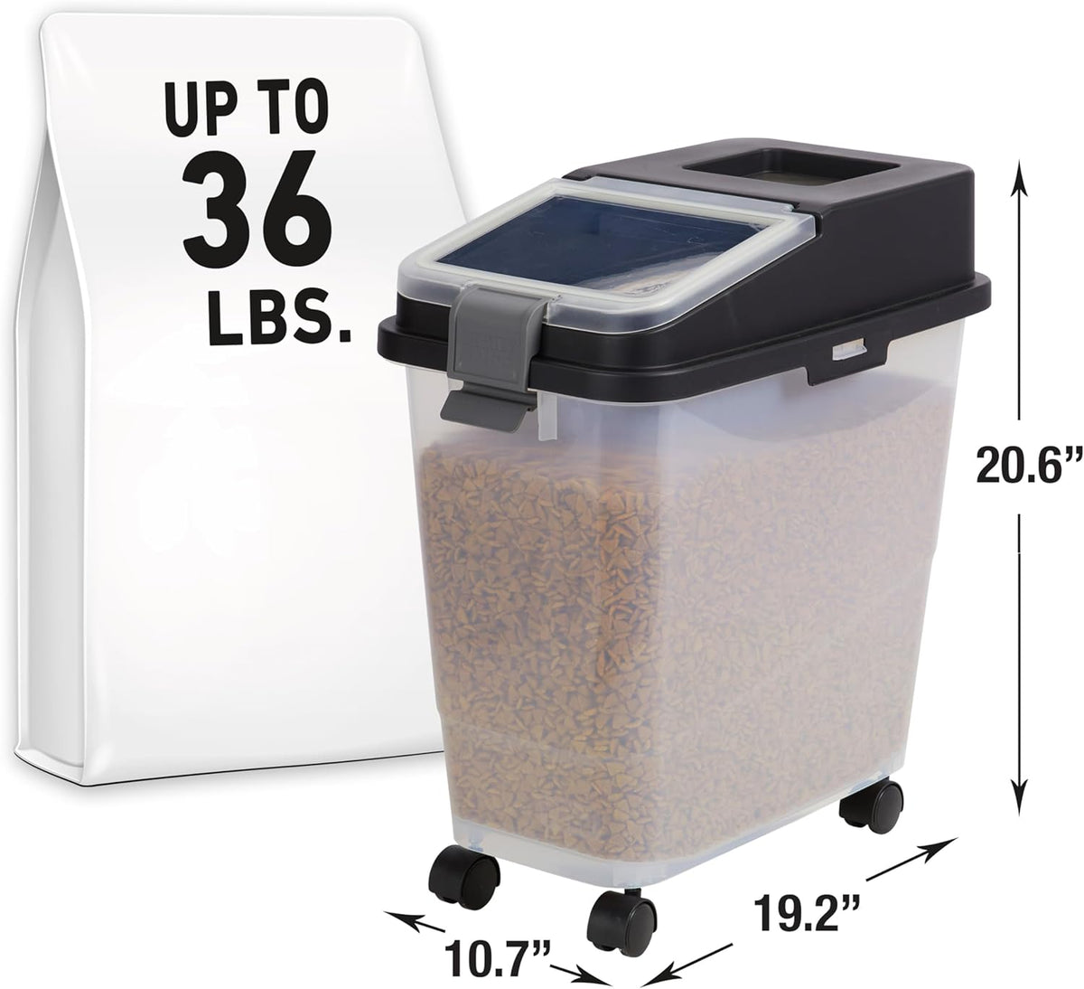 Mighty Tuff Airtight Dog Food Storage Container, Up to 36 lbs, with Portion Scoop – BPA Free