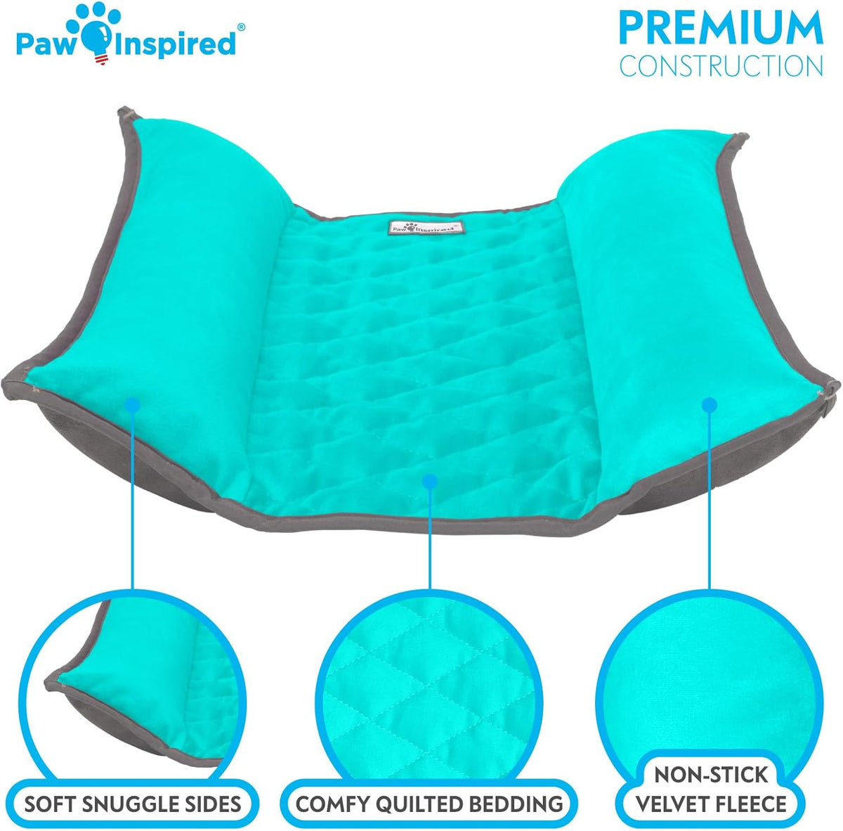Paw Inspired Snuggle Bunny Bolster Bed for Rabbits, Cats, Dogs and Other Small Pets, Reversible