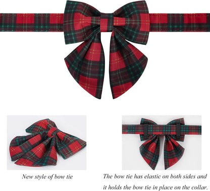 Lionet Paws Christmas Dog Collar with Sailor Bow, Bowtie for Dogs, Adjustable Comfortable Dog