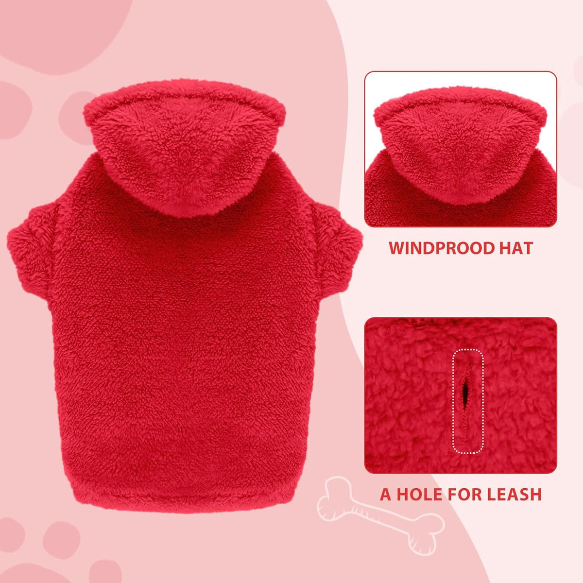 Fuzzy Dog Sweaters for Large Dogs Pet Hoodie Clothes Warm Soft Pet Coats Hooded Sweatshirt Dog