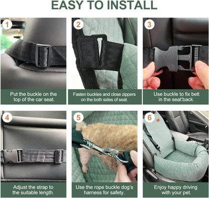 Dog Car Seat for Small Medium Dogs Up to 40lbs, Detachable Washable Soft Pet Booster Travel Bed for