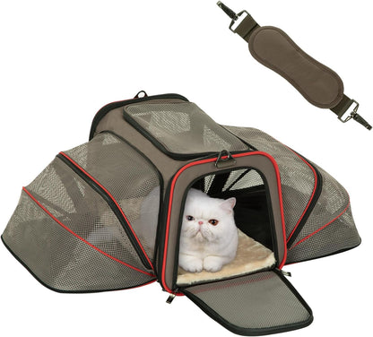 Petsfit Airline Approved Expandable Large Cat Carrier Small Dog Carrier, 17" x 11" x 11"