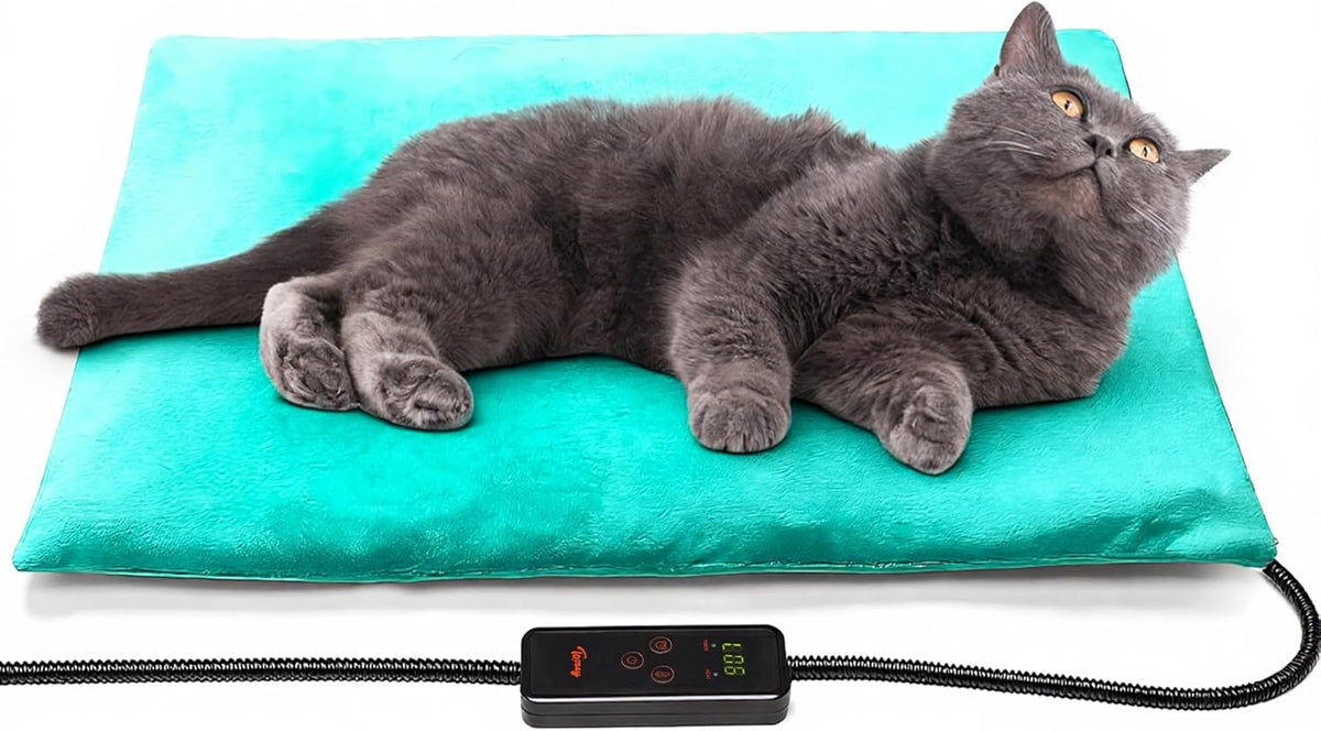 Toozey Pet Heating Pad, 6 Adjustable Temperature Dog Cat Heating Pad with Timer, Waterproof Heated