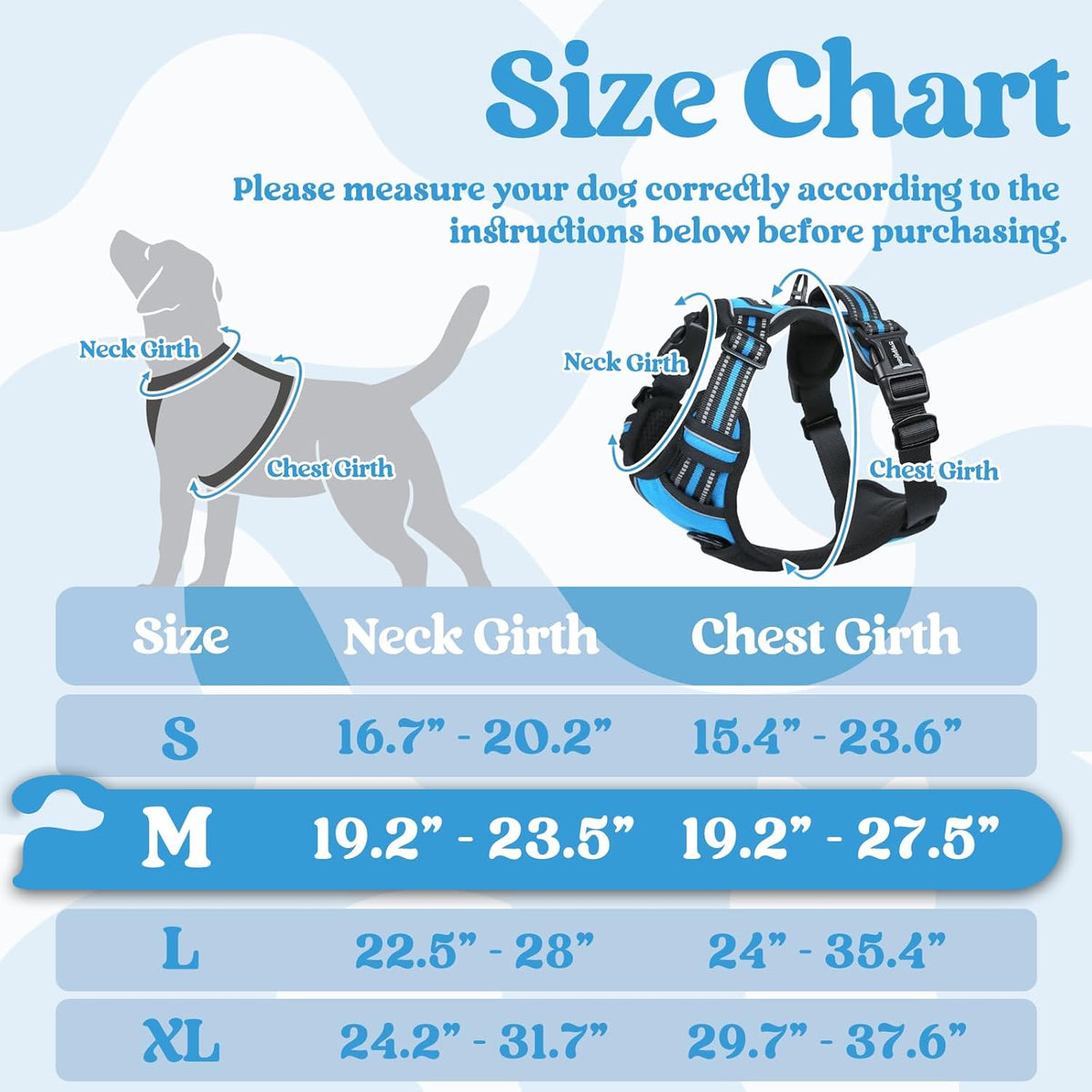 rabbitgoo Dog Harness Medium Sized, No Pull Pet Harness with 3 Buckles, Adjustable Soft Padded Vest