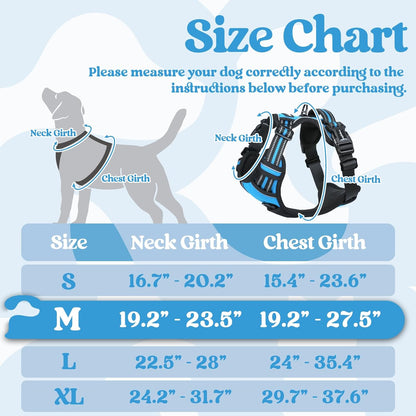rabbitgoo Dog Harness Medium Sized, No Pull Pet Harness with 3 Buckles, Adjustable Soft Padded Vest