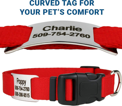 GoTags Personalized Dog Collar with Nameplate, Adjustable Dog Collar with Custom Engraved Slide On