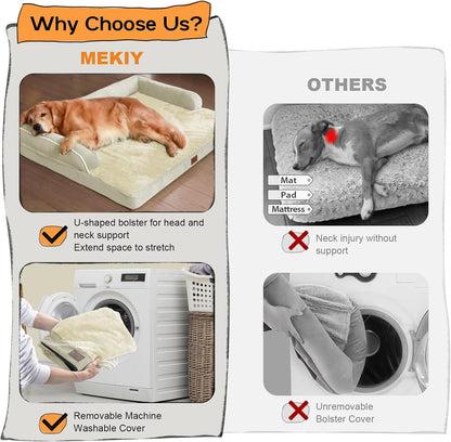 Large Dog Bed Orthopedic Washable - Waterproof with Removable Cover - Memory Foam - XXL Large Big