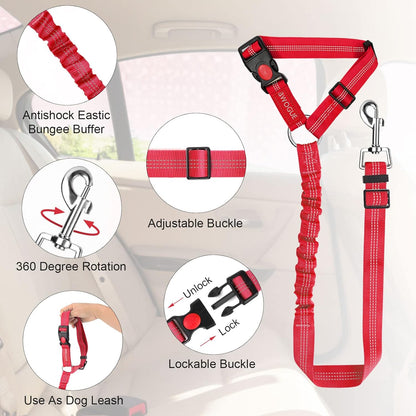 BWOGUE Pet Dog Cat Seat Belts, Car Headrest Restraint Adjustable Safety Leads Vehicle Seatbelt