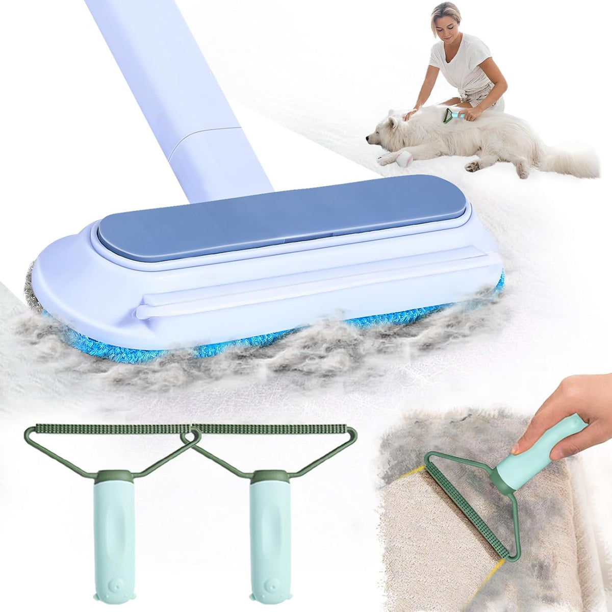 Multifunctional Pet Hair Remover,2 Pcs Carpet Scraper,4 in 1 Dog Hair Remover, Reusable Cat Hair