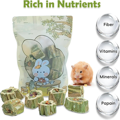 Fhiny Rabbit Chew Toys Natural Baked Papaya Wood Bunny Molar Treats Contain Alfalfa Grass Apple