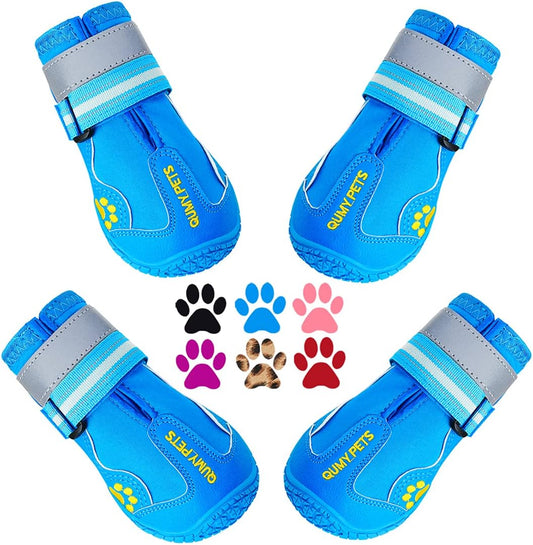 QUMY Dog Shoes for Large Dogs, Medium Dog Boots & Paw Protectors for Winter Snowy Day, Summer Hot