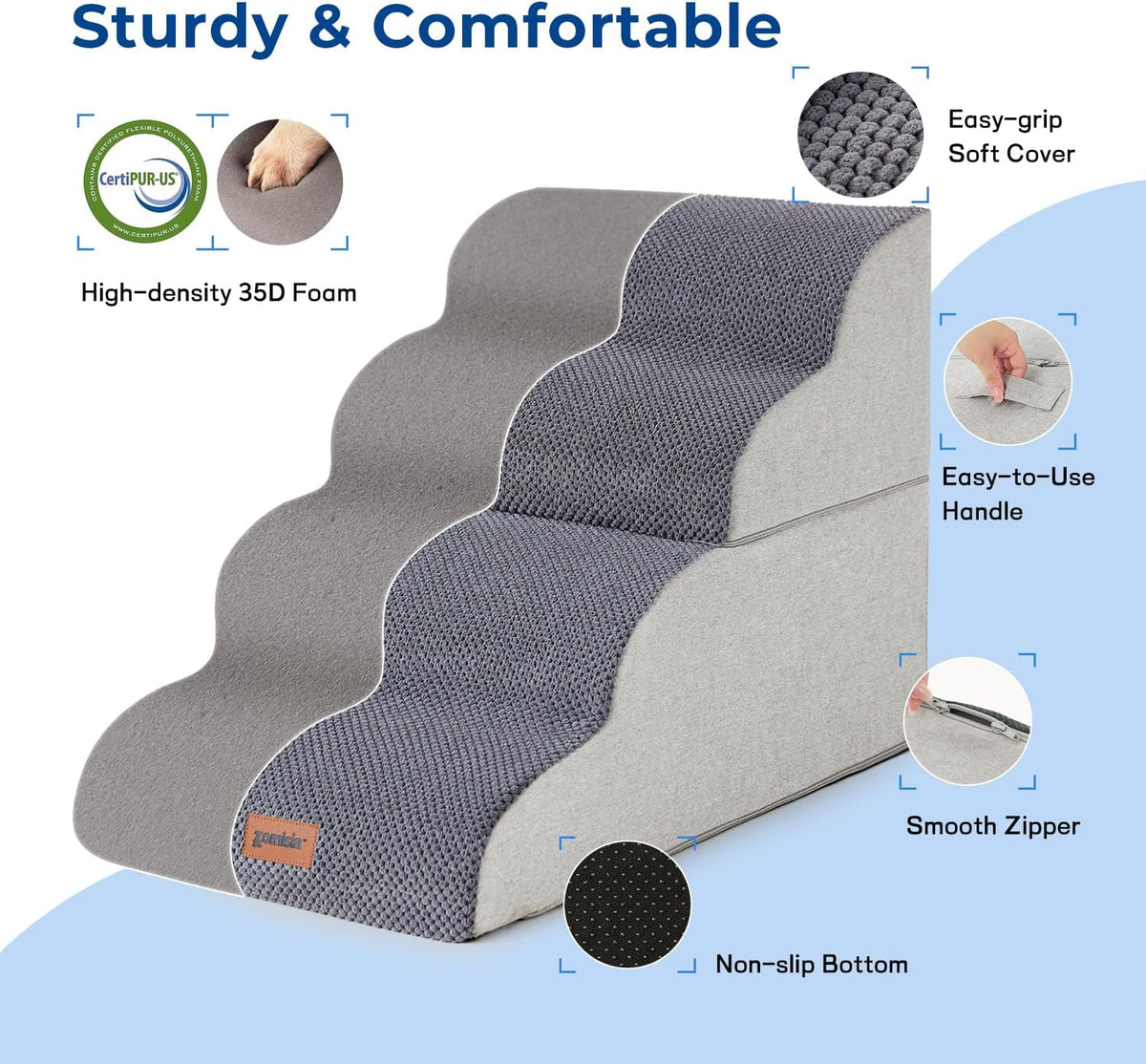 Dog Stairs Ramp for Bed 19.7" H - Pet Stairs Steps for Small to Medium Dogs to Get on Bed and