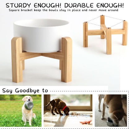 Petygooing White Elevated/Raised Ceramic Dog Bowl for Medium and Large Breeds, Dog Food Water Dish