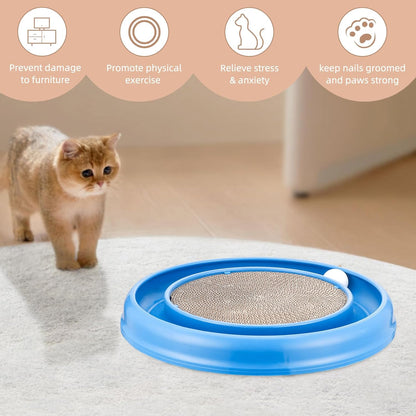 Cat Scratching Board with Balls for Cats Grinding Claw, Round Cat Scratcher Interactive Toy, Cat