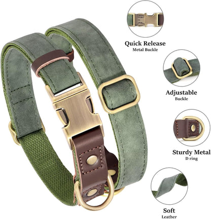 Didog Soft PU Leather Dog Collars for Medium Dogs,Classic Adjustable Dog Collars with Quick Release