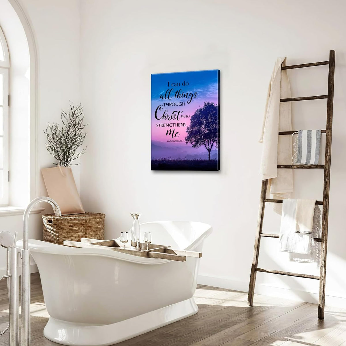 Christian Tree Wall Art I Can Do All Things Canvas Wall Decor Prints Framed Painting Purple