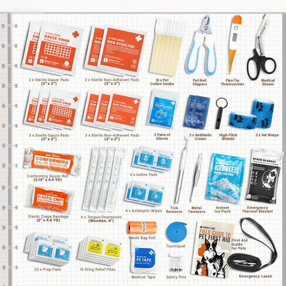 EVERLIT Pet Medic First Aid Kit | Vet-Approved Animal Care Kit with 95 Pcs Medical, Outdoor &