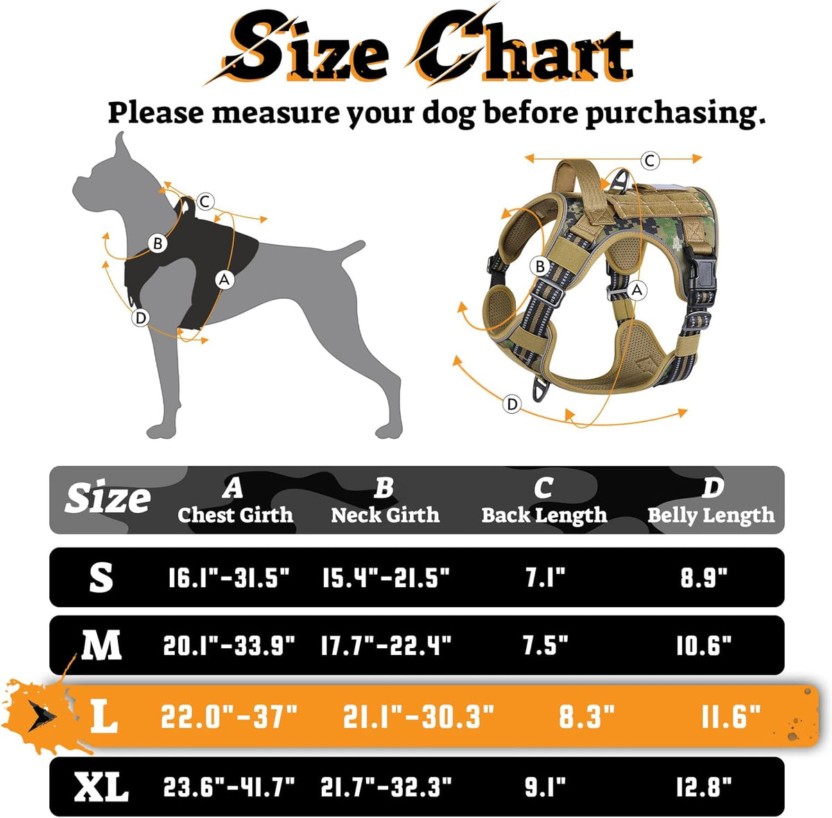 rabbitgoo Dog Harness for Large Dogs No Pull, Tactical Service Pet Vest with Molle and Control