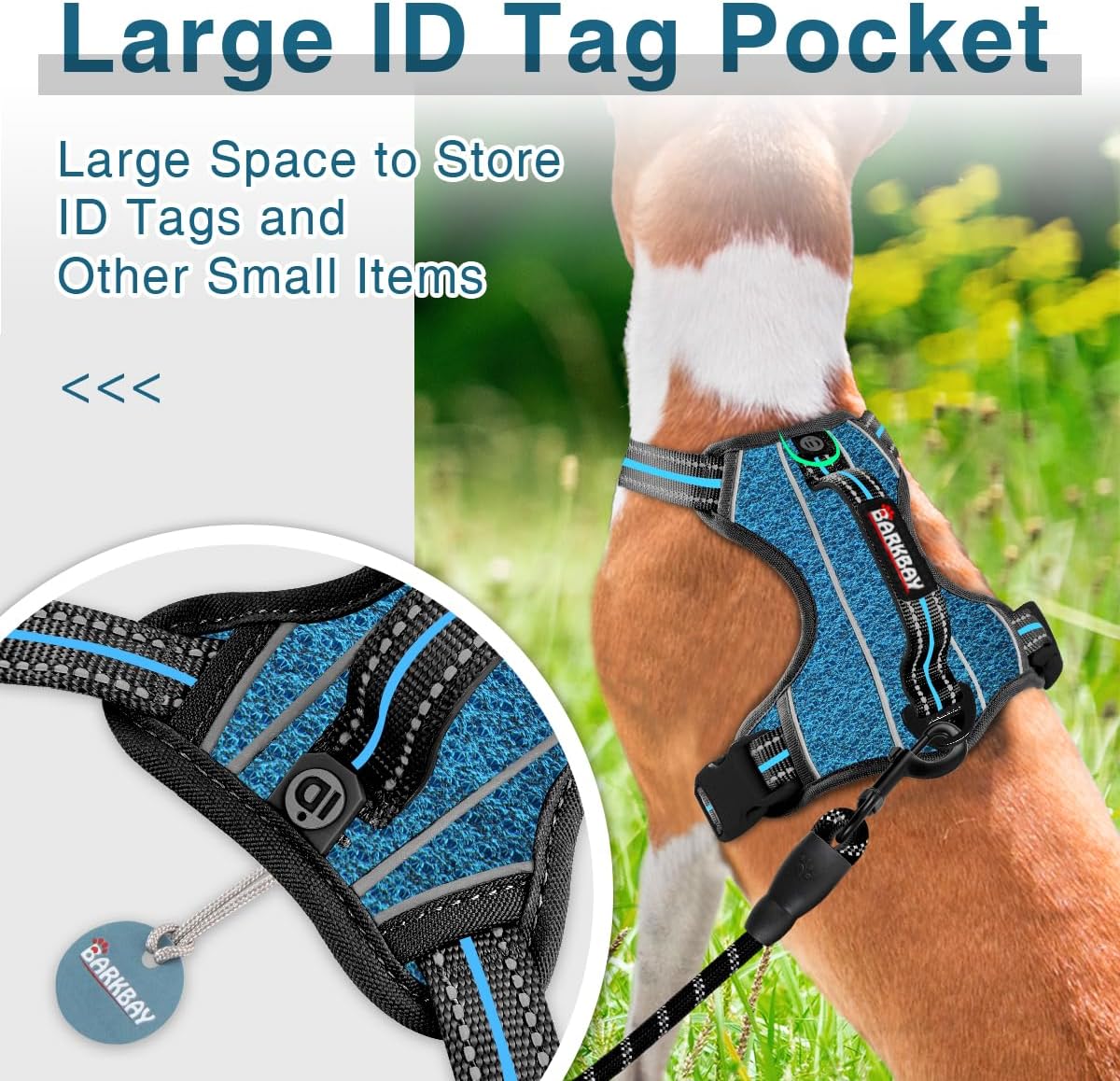 BARKBAY Dog Harness No Pull with ID Tag Pocket - Heavy Duty, Reflective, Easy Control for Large