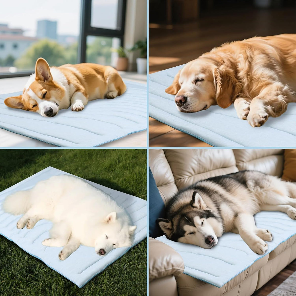BECEMURU Dog Cooling Mat - 48" x 28" Thickening Cooling Pad Blanket for Crate, Kennel, Bed, Sofa