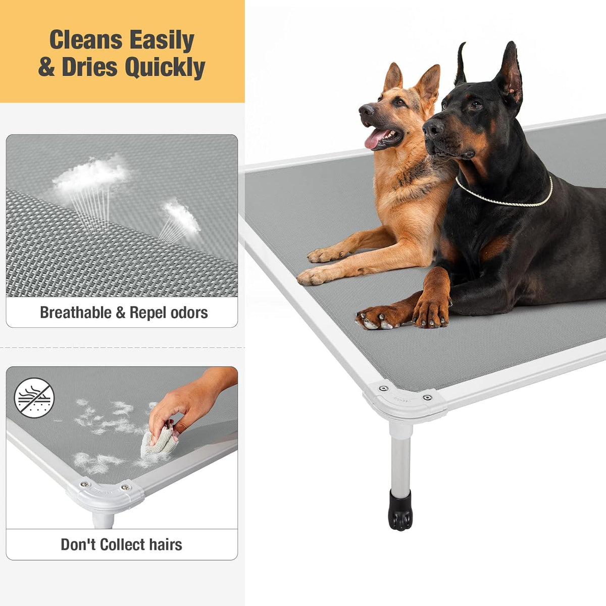 Veehoo Chew Proof Elevated Dog Bed - Cooling Raised Pet Cot - Silver Aluminum Frame and Durable