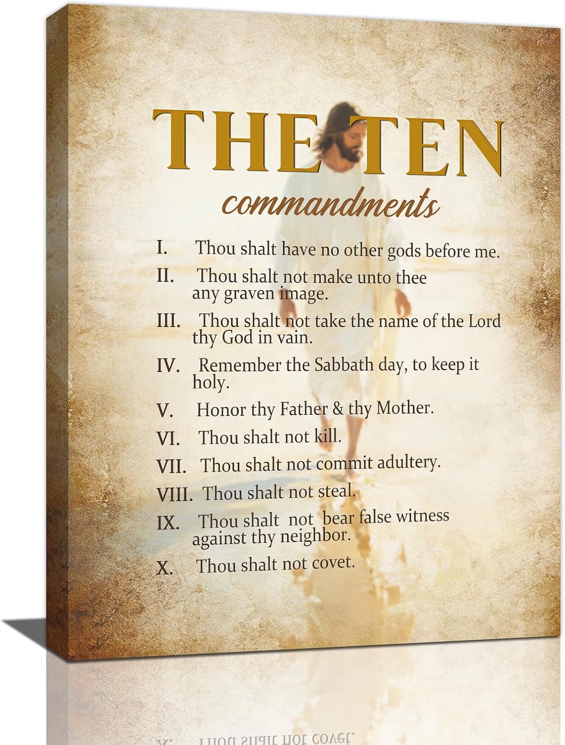 The Ten Commandments Christian Pictures Wall Art, Bible Verse Jesus Bathroom Wall Decor Religion
