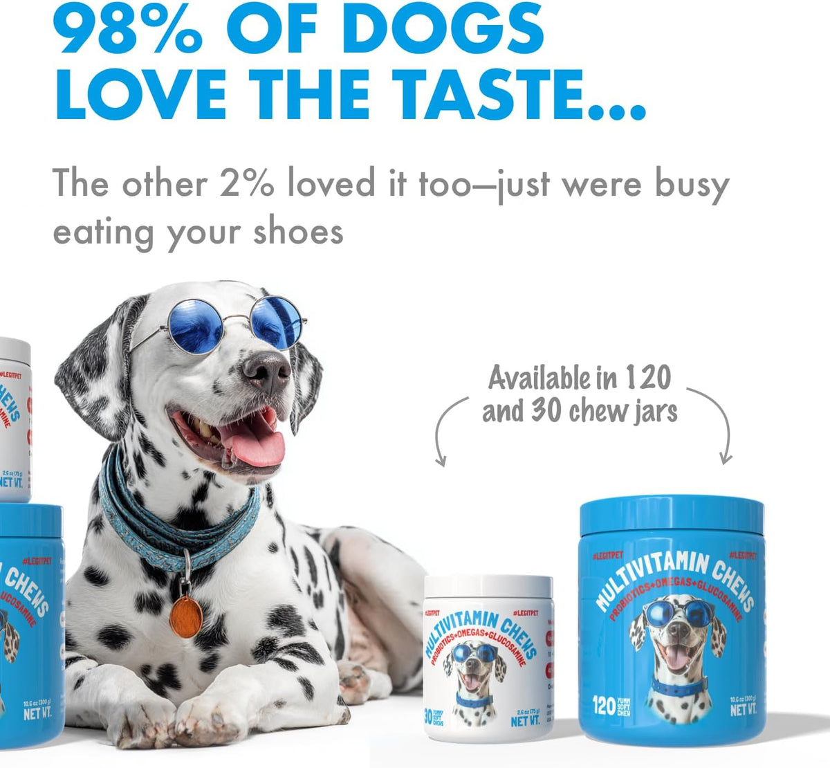 Dog Vitamins - 120 Multivitamins Chews w/Glucosamine Chondroitin, Probiotics Digestive Enzymes and
