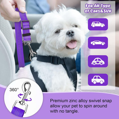 BWOGUE 2 Packs Dog Cat Safety Seat Belt Strap Car Headrest Restraint Adjustable Nylon Fabric Dog