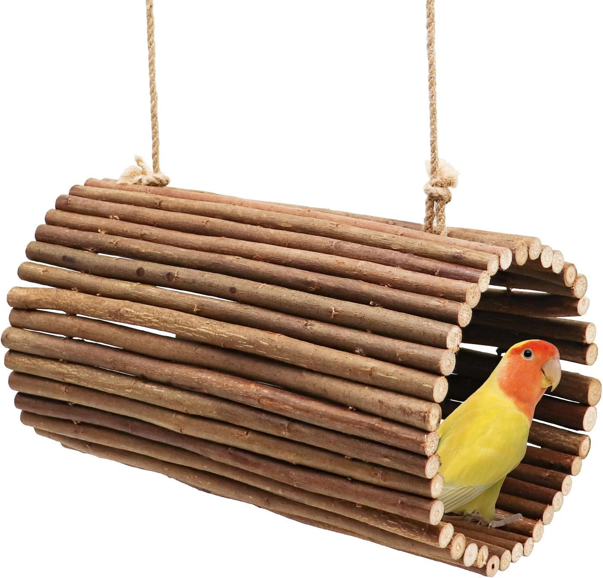 Bird Parrot Swing Toys, Hanging Bird Perch Stand, Natural Willow Wood Parrot Hammock, Bird Cage