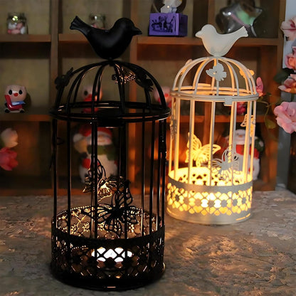 Vintage Decorative Bird Cage，Metal Black Bird Cage Decor for Candelabros para Centros De Mesa &