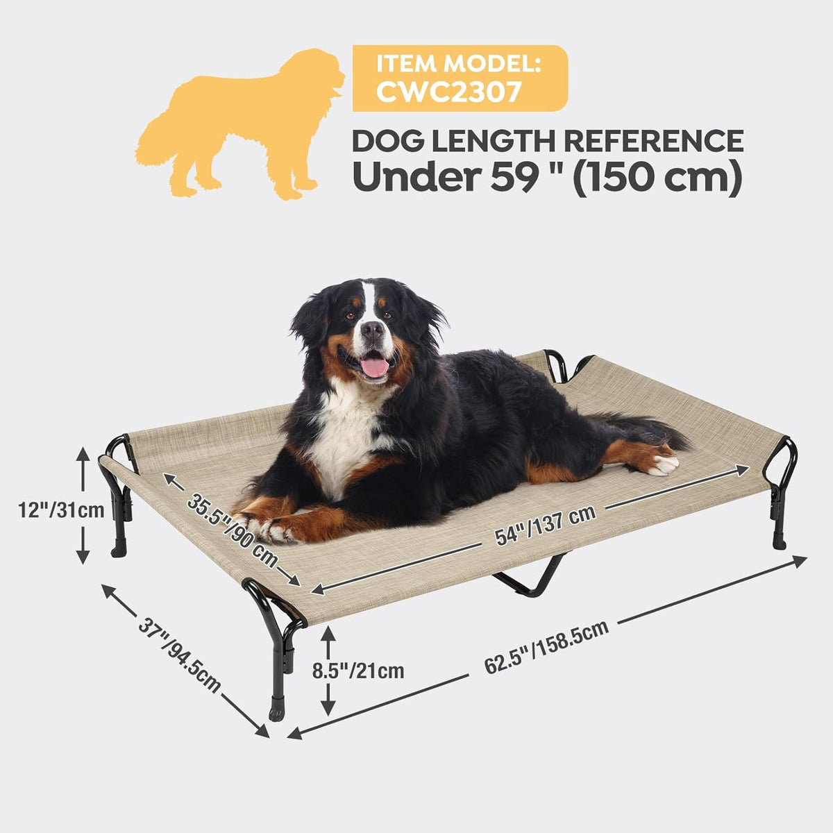 Veehoo Cooling Elevated Dog Bed, Guardrail Raised Pet Cot, Indoor & Outdoor XXL Pet Bed with