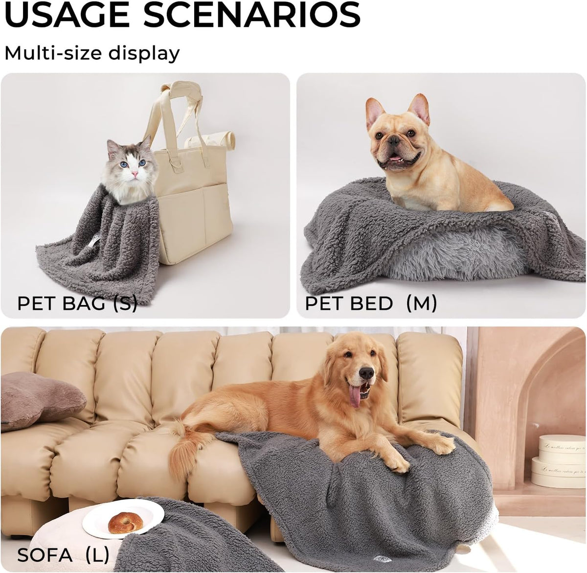 1 Pack 3 Calming Blankets Fluffy Premium Fleece Pet Blanket Soft Sherpa Throw for Dog Puppy Cat