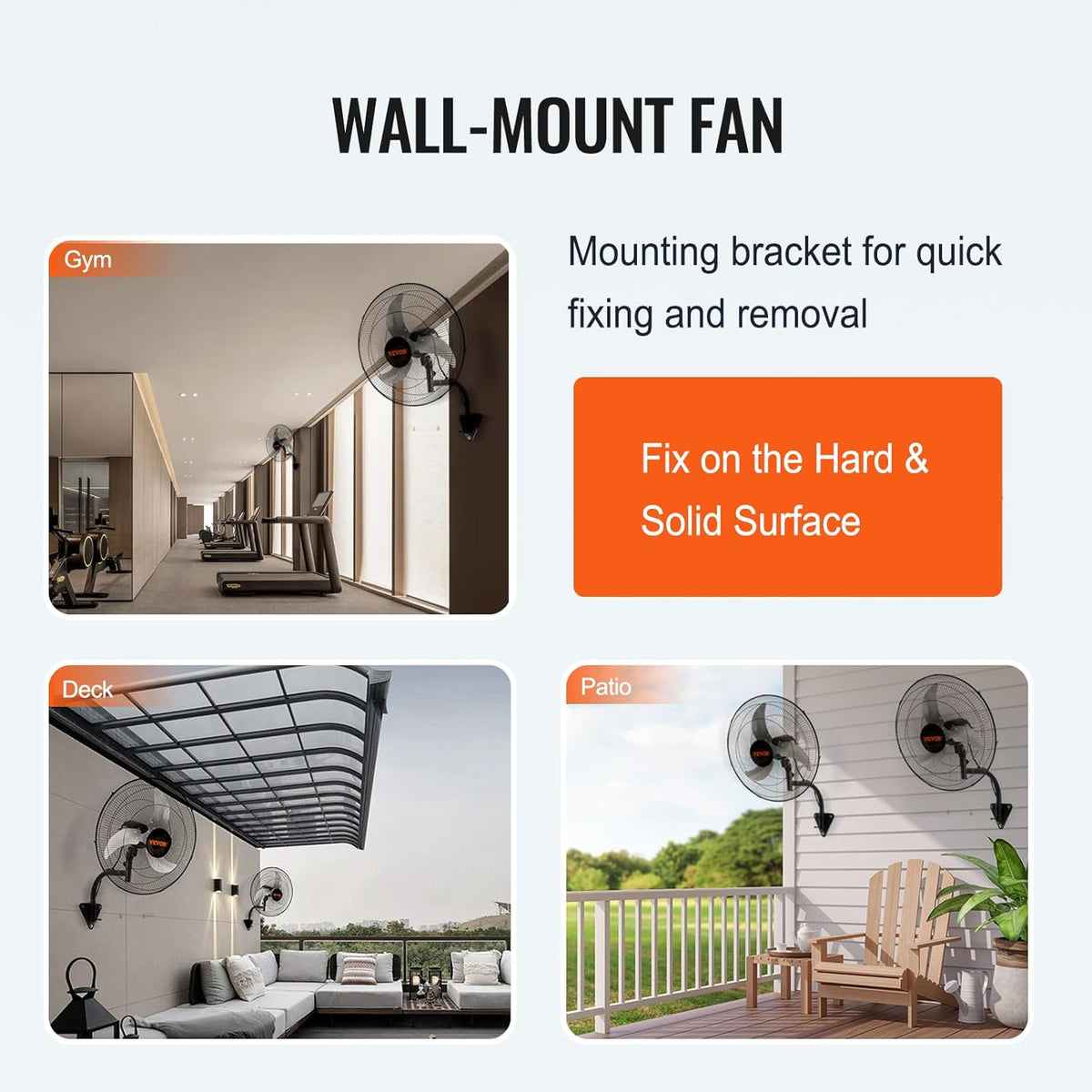 VEVOR Wall Mount Fan, 2 PCS 20 inch Oscillating, 3-speed High Velocity Max. 4000 CFM Industrial