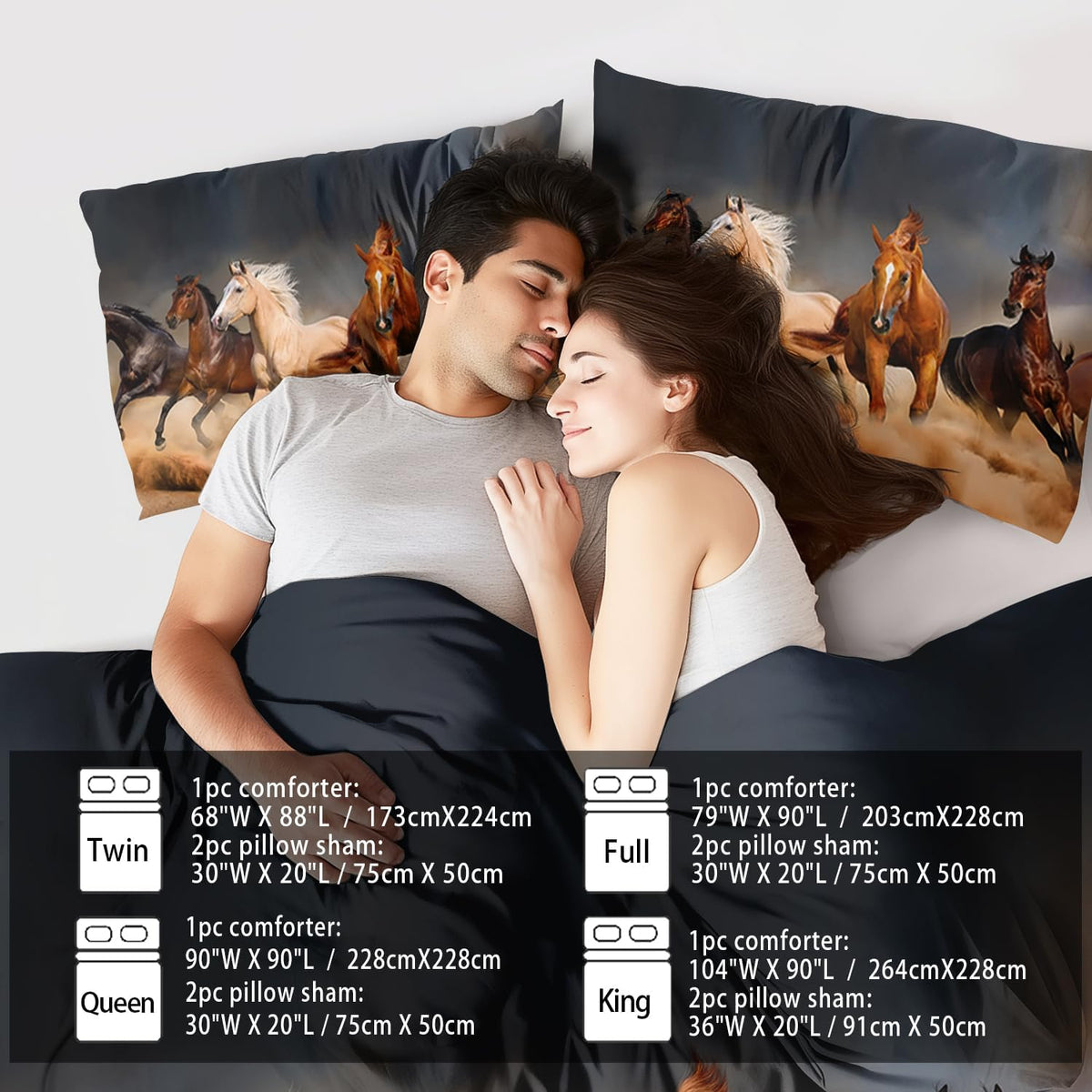Western Horse Comforter Set Queen for Boys,Brown Western Cowboy Bedding Sets Queen Size, Farm Style