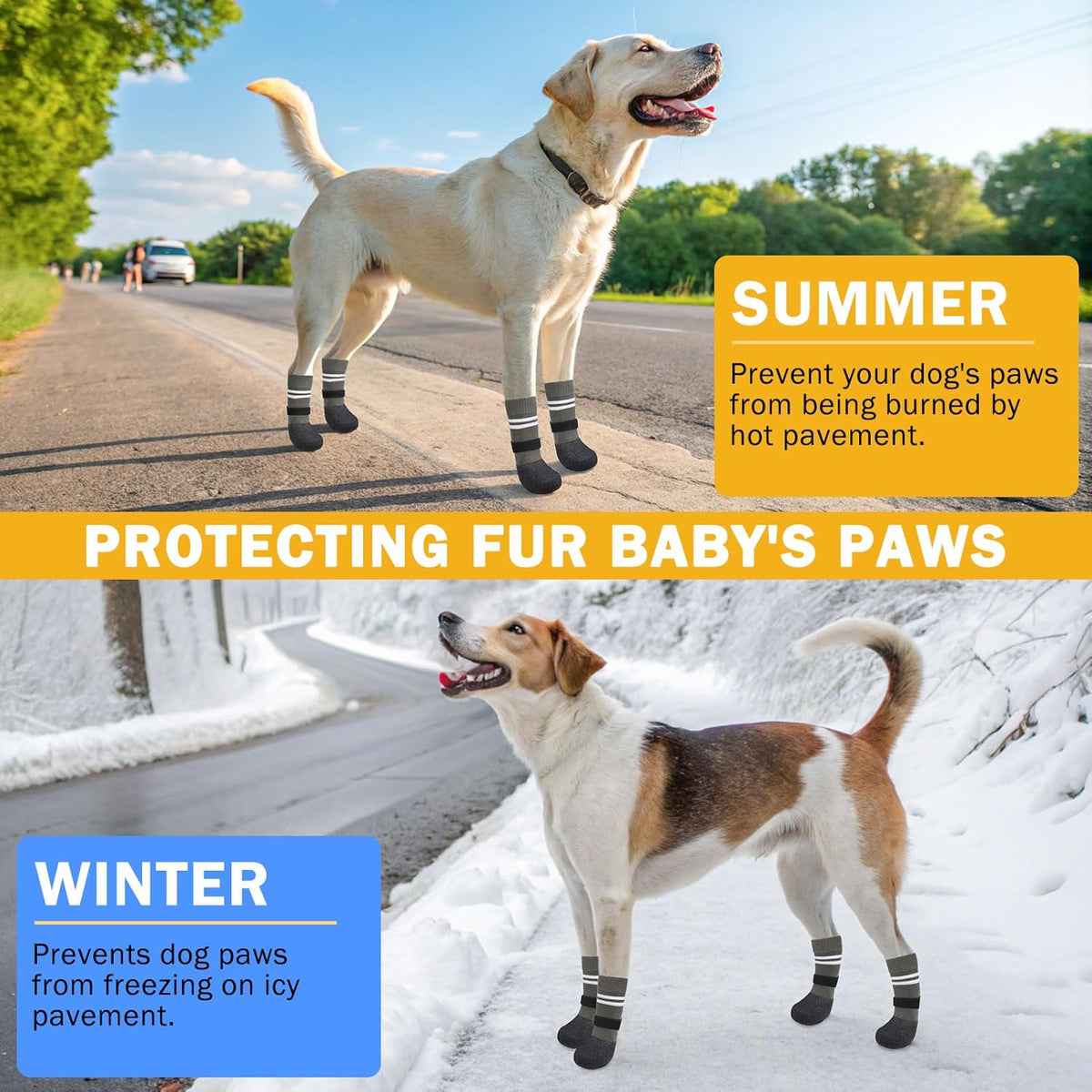 SCENEREAL Anti Slip Dog Boots & Paw Protectors for Hardwood Floor, Extended Dog Socks to Prevent