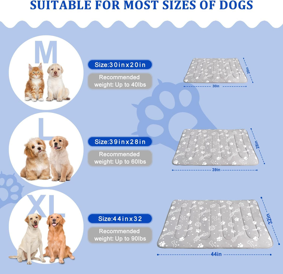 MH MYLUNE HOME Upgrade Cooling Mat for Pets, 44”x32” Arc-Chill Fiber Reinforced Padding