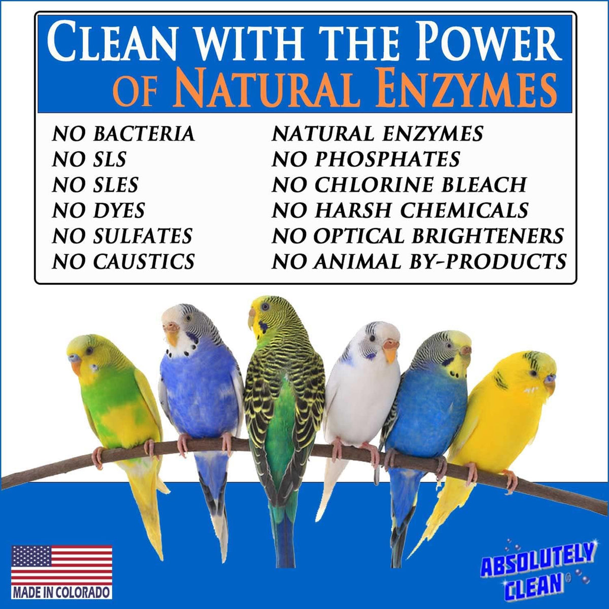 Absolutely Clean Amazing Bird Cage Cleaner and Deodorizer - Just Spray/Wipe - Safely & Easily