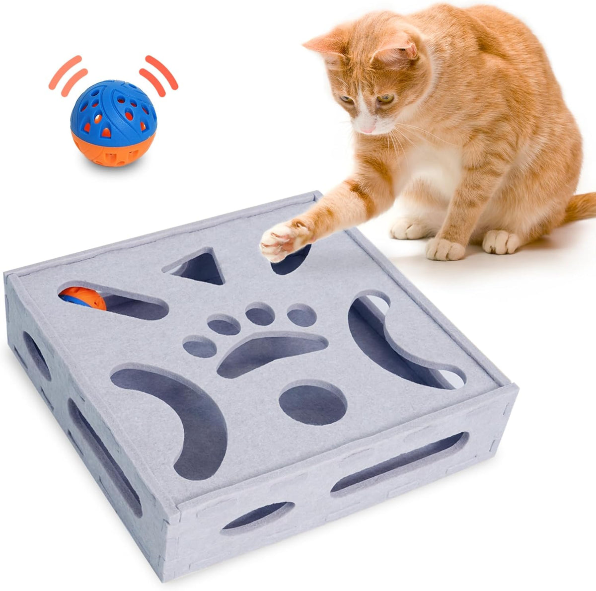 PETKARAY Felt Cat Puzzle Toy, Interactive Cat Toys for Indoor Cats, Interactive Maze for Kitten