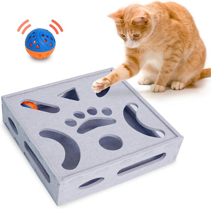 PETKARAY Felt Cat Puzzle Toy, Interactive Cat Toys for Indoor Cats, Interactive Maze for Kitten