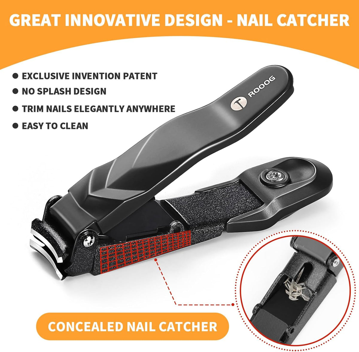 Nail Clippers for Men Women with Catcher,No Splash Ultra Sharp Professional Heavy Duty Nail