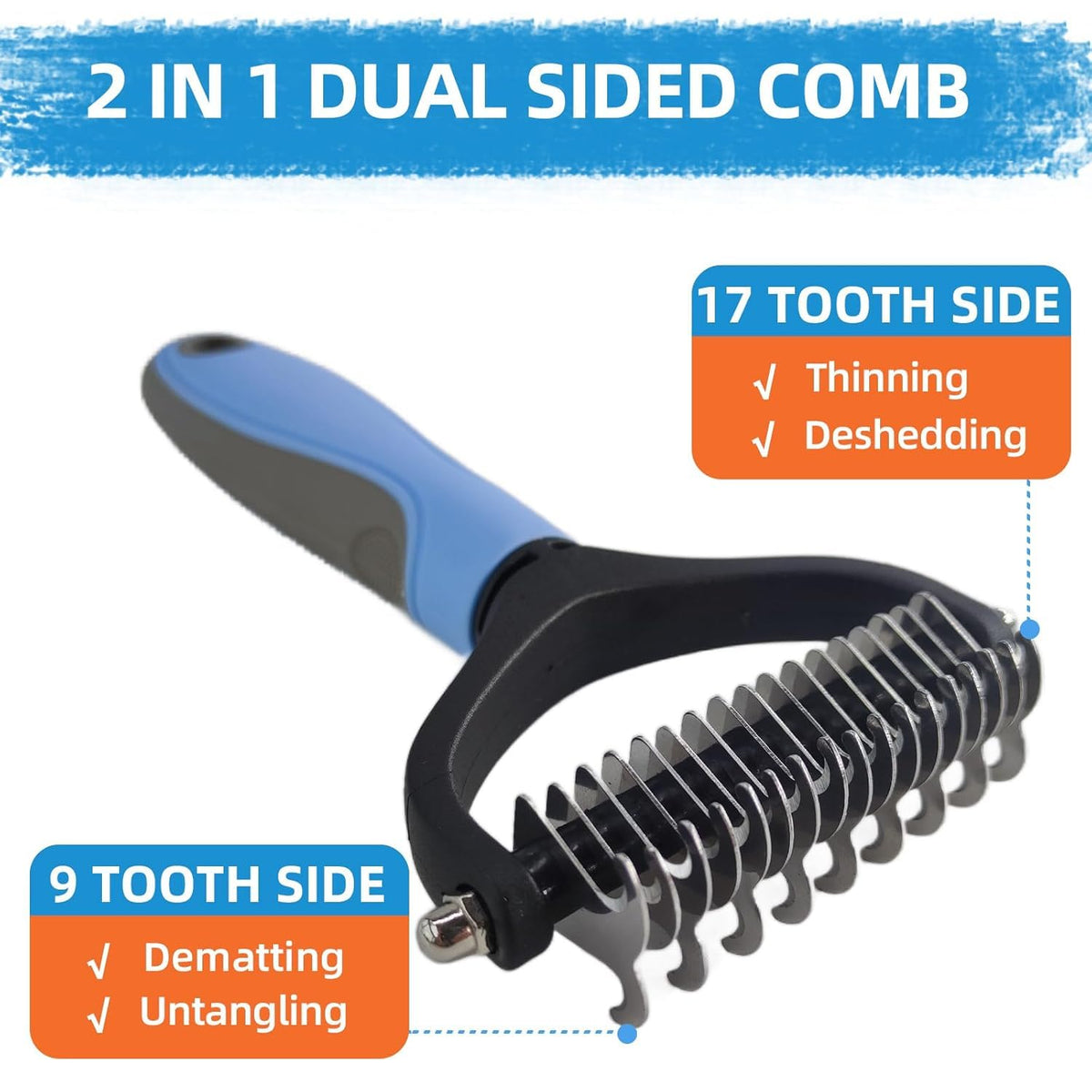 Dog Brush for Shedding,9 PCS in One Pet Slicker Hair Brush Kit with Pet Nail Clipper and File - Dog